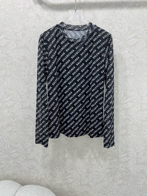 Balenciaga Full-Logo Printed Mesh Base Layer for Versatile Layering