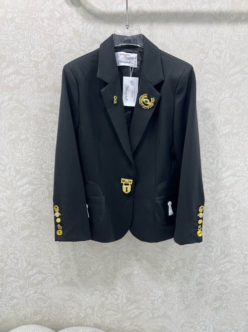 Schiaparelli Lock and Brooch Decorated Stylish Suit Jacket
