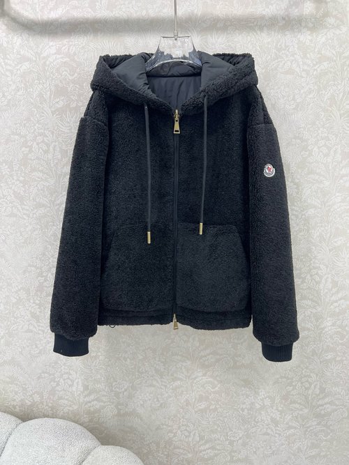 Moncler Two - sided Fleece Hooded Jacket for Versatile Wear