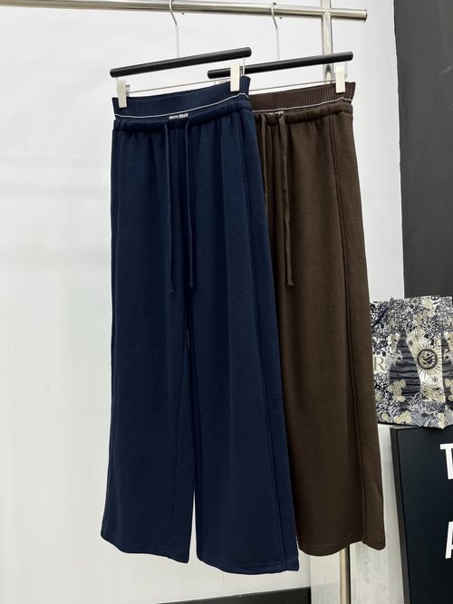 Miu Miu Versatile and Charming Relaxed Pants with Drawstring Waist