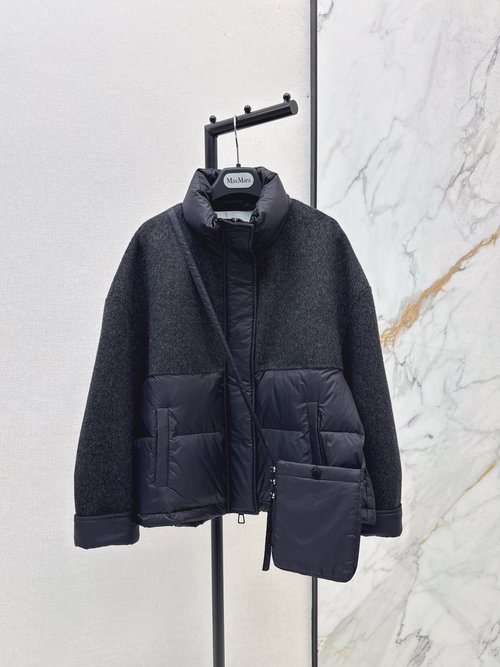 Max Mara Double-sided Cashmere Spliced Short Down Jacket, Elegant Style