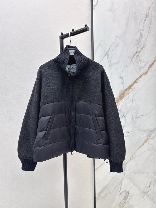 Max Mara Double - Sided Cashmere Spliced Short Down Jacket, Elegant and Adaptable