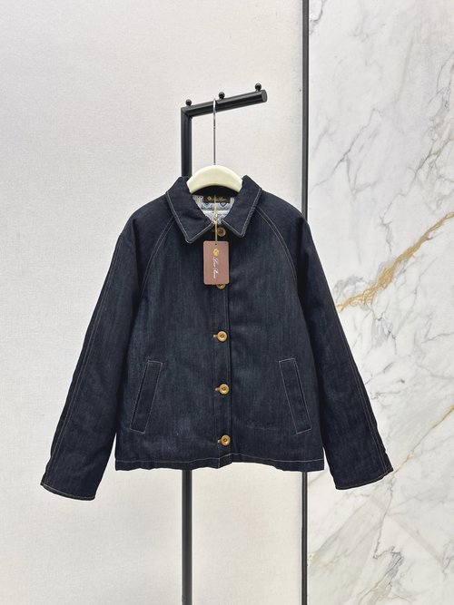 Loro Piana Vintage-washed Collared Denim Jacket Suitable for All Body Types