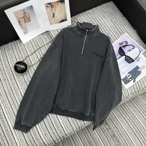 Alexander Wang Exclusive High-End Embroidered Half-Zippered Hoodie and Pants Ensemble