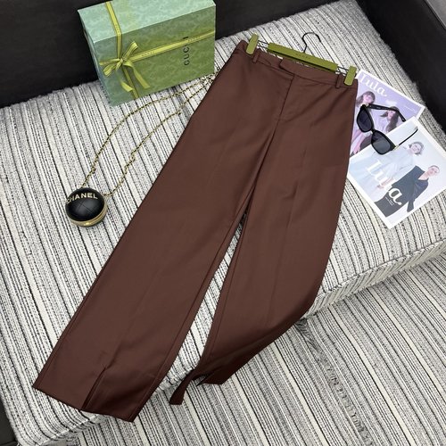 Gucci Straight-Leg Suit Pants with Embroidered Letters, Elegant Design