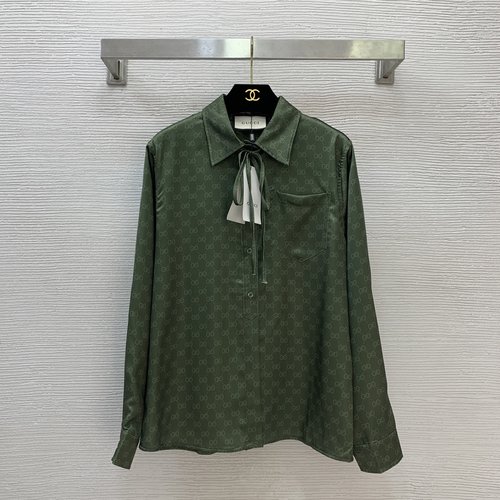 Gucci GG Print Logo Buttons Single-pocket Shirt