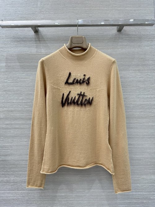 Louis Vuitton High-End Mohair Knit Top with Embossed Letter Pattern
