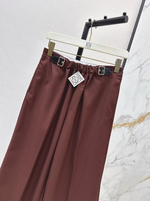 Loewe Waist - Cinching Seven - Point Trousers with Leather Buckles, Figure - Flattering