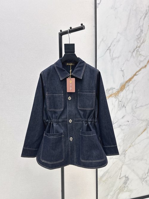 Loro Piana Exclusive Drawstring Waist Fashionable Denim Jacket