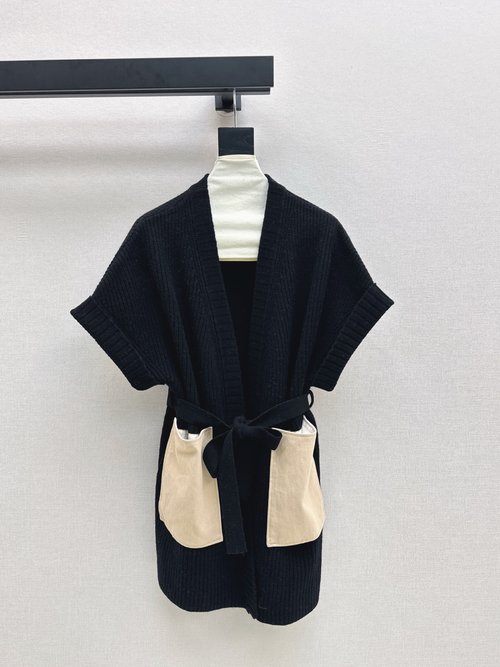 Loro Piana Minimalist Double-Pocket Woolen Vest with Vertical Stripes