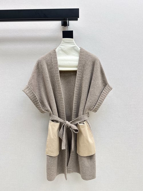 Loro Piana Minimalist Double-Pocket Woolen Vest with Vertical Stripes