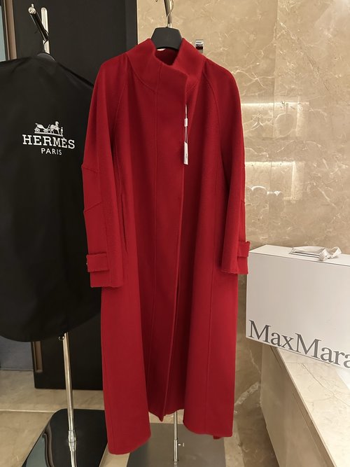 Hermes High-End Water Wave Cashmere Coat with Pure Texture