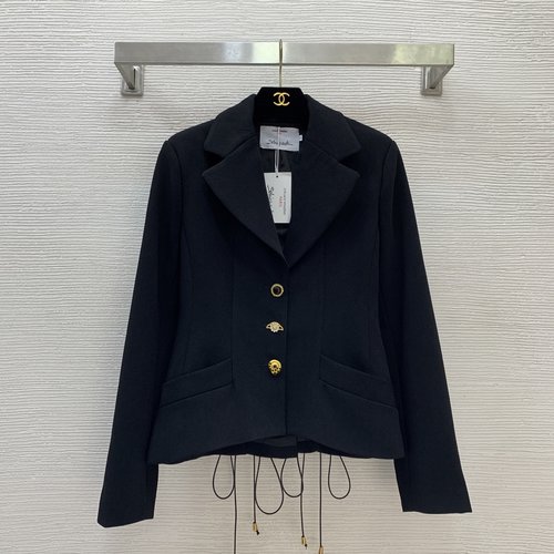Schiaparelli Black Slimming Blazer with Unique Button & Back Strap