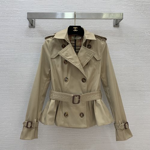Burberry Double-breasted Leopard Lapel Belted Trench Coat