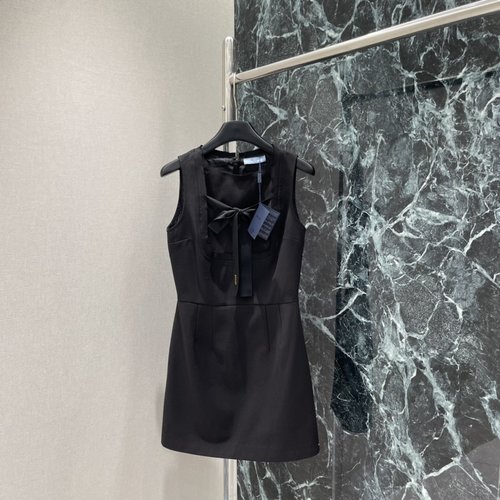 Prada Bow-Front Sleeveless Dress with Custom Hardware