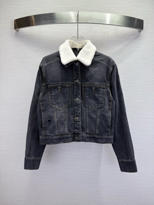 Dior Fleece Composite Denim Jacket with Bee Embroidery