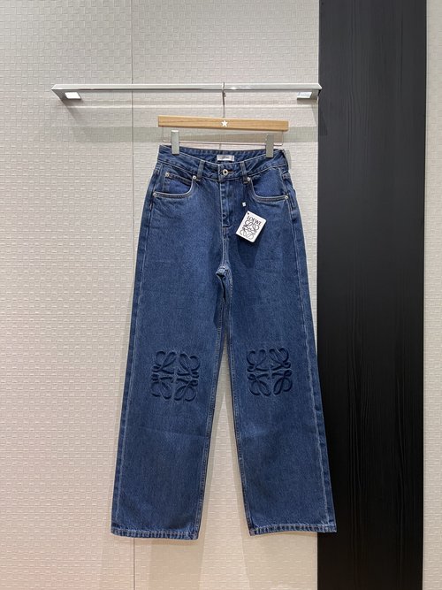 Loewe Classic Knee-Embroidered Straight-Leg Classic Blue Wash Jeans