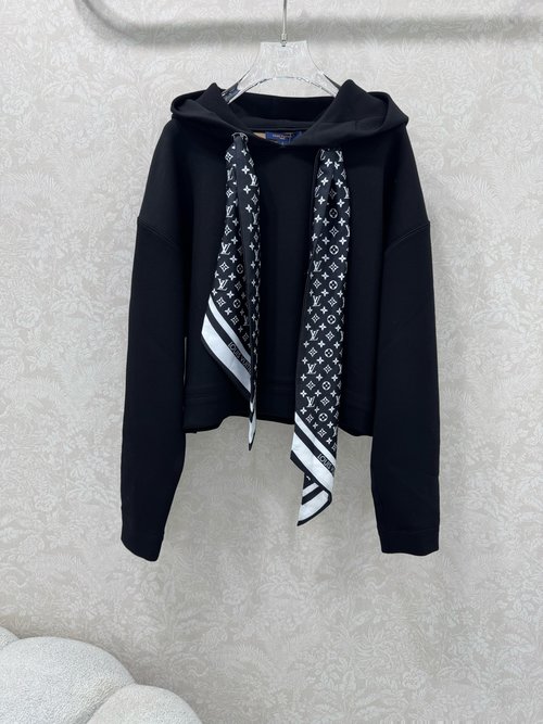 Louis Vuitton Monogram Silk Scarf Hoodie with Custom Composite Space Cotton