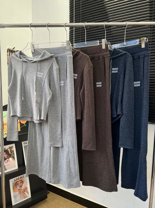 Miu Miu Goat Cashmere Embroidered Letter Suit, Warm & Stylish