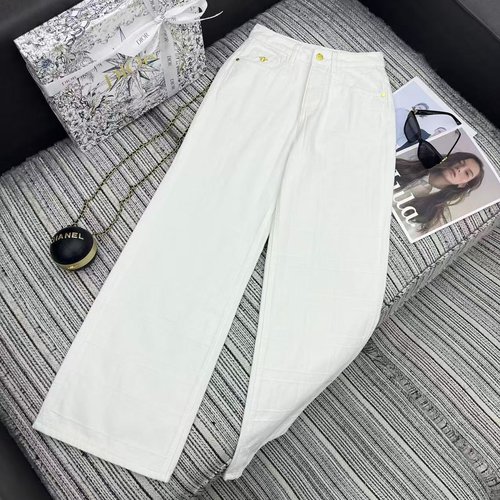 Dior New Checkered Straight - Leg Denim Trousers