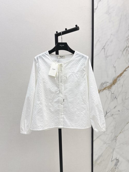 Celine Early Autumn Pocket Embroidery Logo Shirt, Simple and Stylish