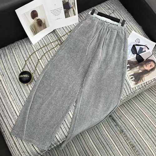 Alexander Wang Recommended Heavy - Duty Rhinestone Letter - Spliced Loose Wide - Leg Pants