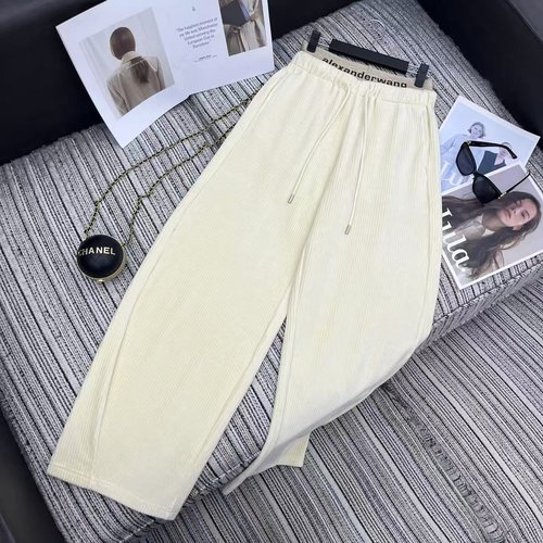 Alexander Wang Recommended Heavy - Duty Rhinestone Letter - Spliced Loose Wide - Leg Pants