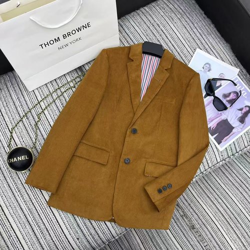 Thom Browne Corduroy Collared Striped Lined Blazer