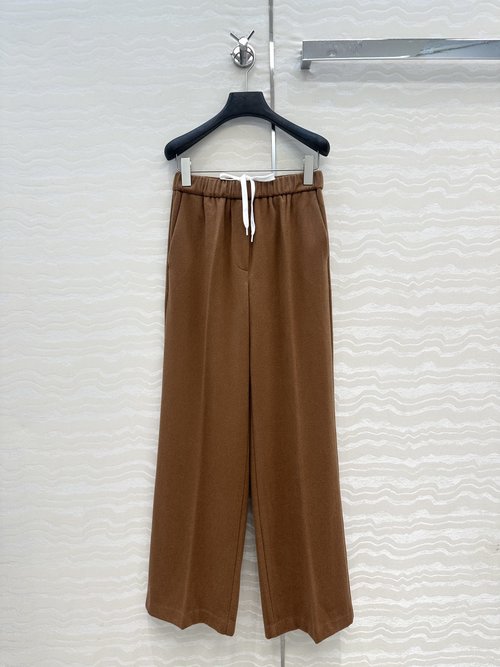 Miu Miu Miu-inspired Wool Trousers with Embroidered Letters - Classic Slim Fit