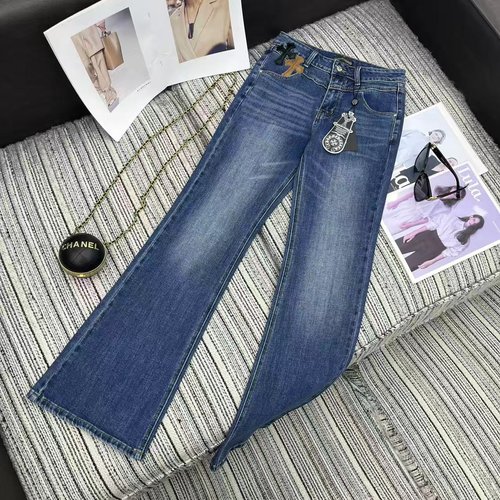 Chrome Hearts Autumn Collection: Cross - Embellished Flare Denim Trousers