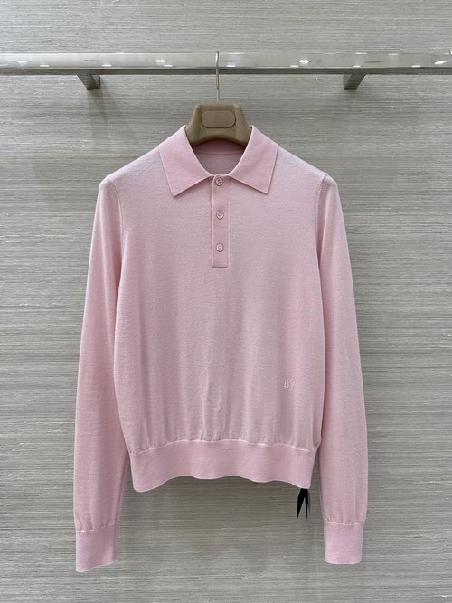 Bottega Veneta Exclusive High-end Collared Long-sleeve Top in Premium Dye Colors
