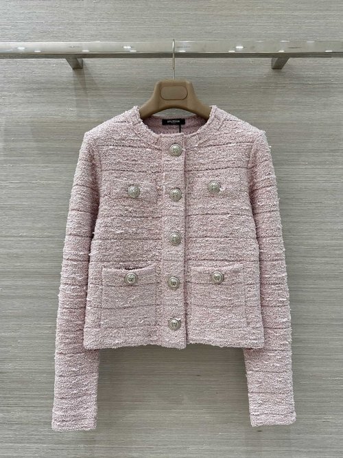 Balmain Exclusive First - Release High - end Knitted Four - Pocket Jacket with Starry Effect