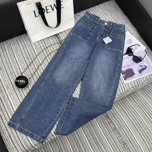 Loewe Autumn Collection: Embroidered Logo Pocket Straight - Leg Jeans
