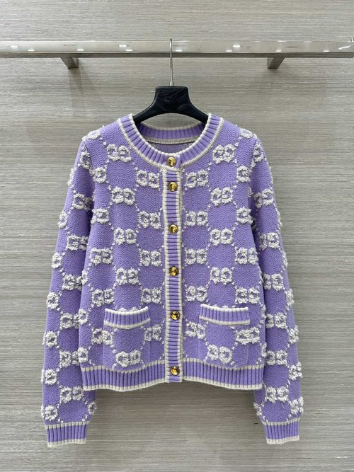 Gucci Popular Vintage Knit Cardigan with GG Pattern for Layering