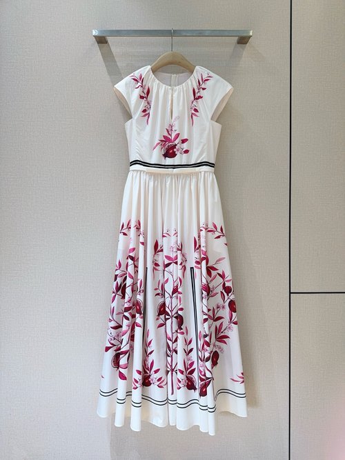 Manolo Blahnik Printed Cotton Dress with Hidden Zipper and Pockets