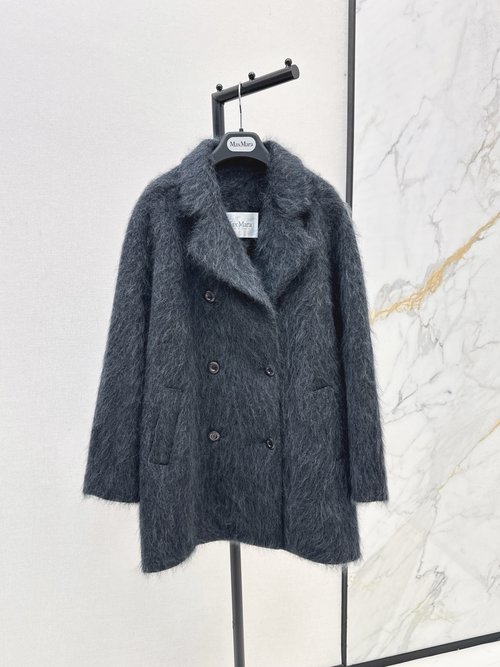 Max Mara Minimalist Mid-length Wool-Cashmere Coat with Lapel