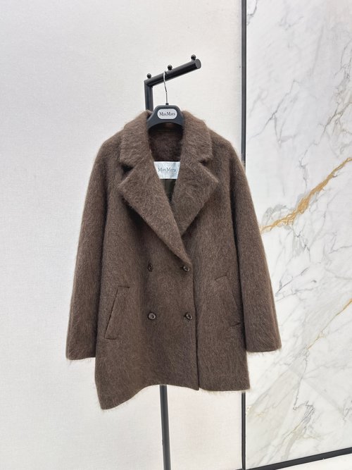 Max Mara Minimalist Mid-length Wool-Cashmere Coat with Lapel