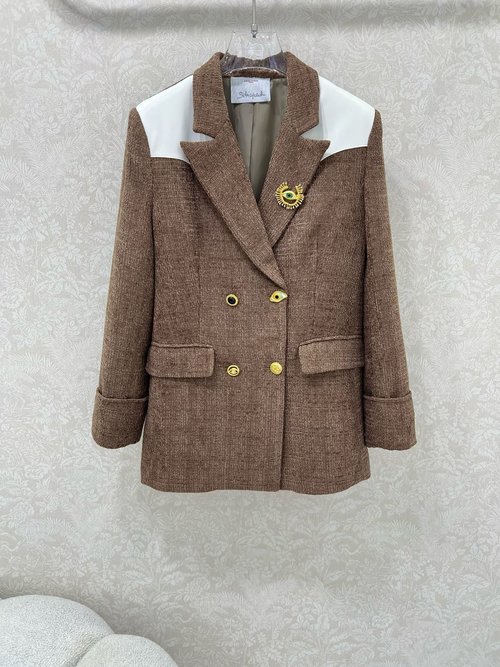 Schiaparelli Patchwork Leather Blazer with Unique Design and Accessories