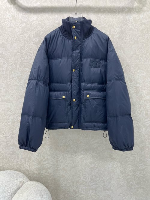 Celine Luxury Down Jacket with Embroidered Logo and Warm Filling