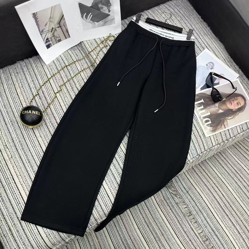 Alexander Wang Letter Webbing Elastic Waist Curved Trousers