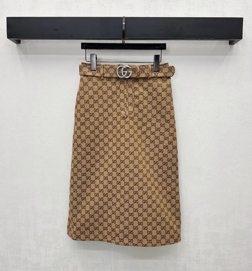 Gucci Imported Custom Jacquard High-waist Straight Skirt with Double G Pattern