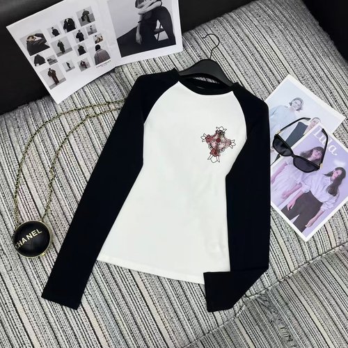 Chrome Hearts Recommended Checked Cross Collision Color Round-Neck T-Shirt