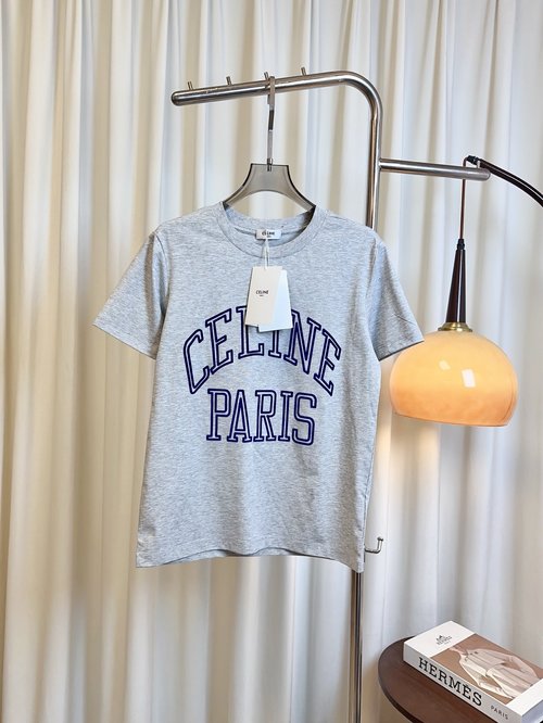Celine New Flocked Letter Logo T-Shirt, Comfort for Every Situation