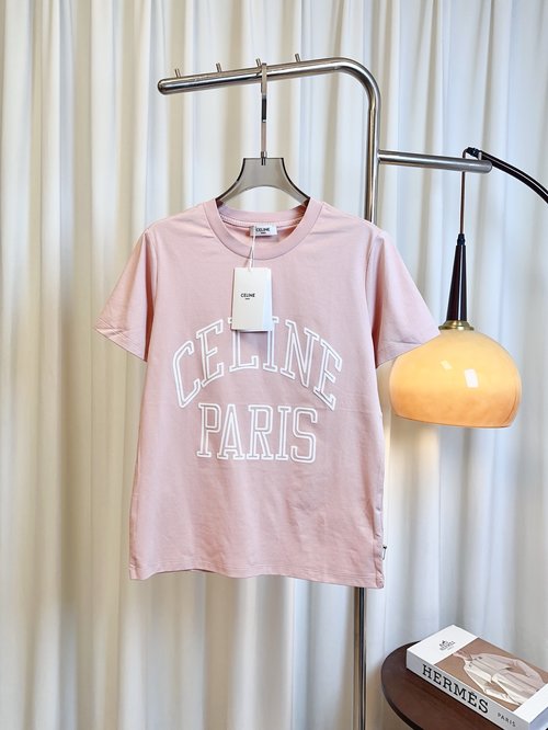 Celine New Flocked Letter Logo T-Shirt, Suitable for All Circumstances