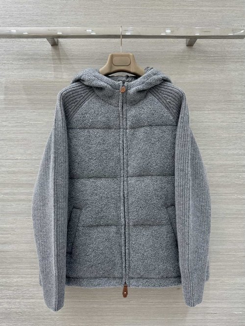 Brunello Cucinelli Best - Selling Luxury Cashmere - Spliced Hooded Goose - Down Jacket