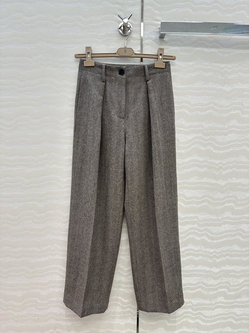 Brunello Cucinelli Exclusive High - end Wool Straight - leg Trousers, Herringbone Pattern
