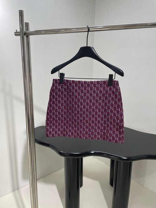 Gucci Exclusive Wool Jacquard Mini Skirt with Pattern Matching, Versatile Style
