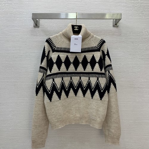 Dior High-end Customized Wool Sweater with Checkerboard CD Pattern