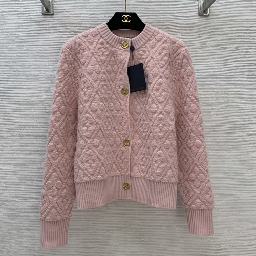 Louis Vuitton Warm 100% Wool Knit Short Open - front Coat with Ribbed Hem