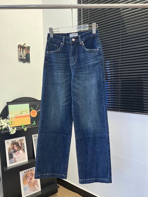 Chanel Straight Jeans with Back Pocket Embroidery